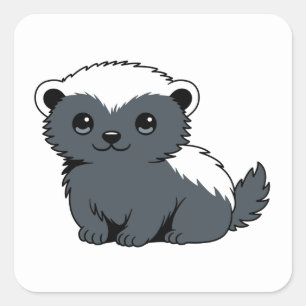 Cute Cartoon Honey Badger Square Sticker