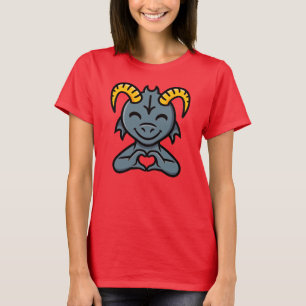 Cute Cartoon Horned Creature Love Heart Sign T-Shirt