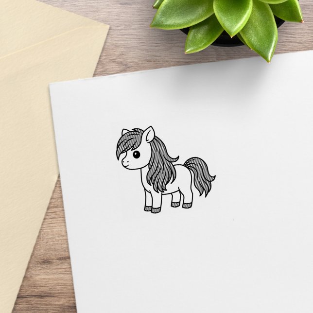 Cute Cartoon Horse Pony 1x1 Rubber Stamp (Creator Uploaded)