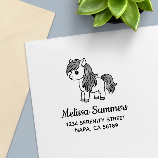Cute Cartoon Horse Pony Address Self-inking Stamp (Creator Uploaded)