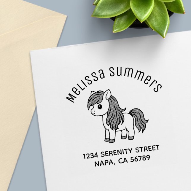 Cute Cartoon Horse Pony Arch Address Self-inking Stamp (Creator Uploaded)