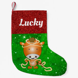 Cute Cartoon Horse Pony Pet Name Festive Small Christmas Stocking