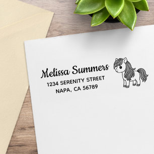 Cute Cartoon Horse Pony Return Address Rubber Stamp