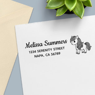 Cute Cartoon Horse Pony Return Address Self-inking Stamp