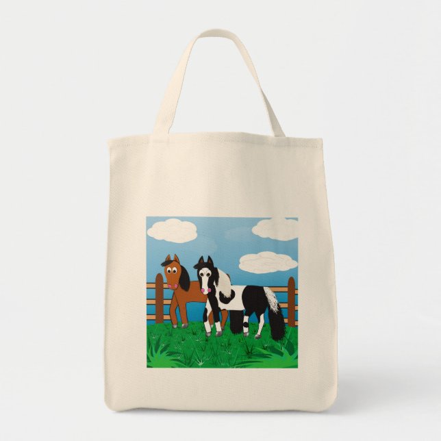 Cute Cartoon Horses Tote Bag (Front)
