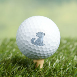 Cute Cartoon Howling Wolf Pup Golf Balls