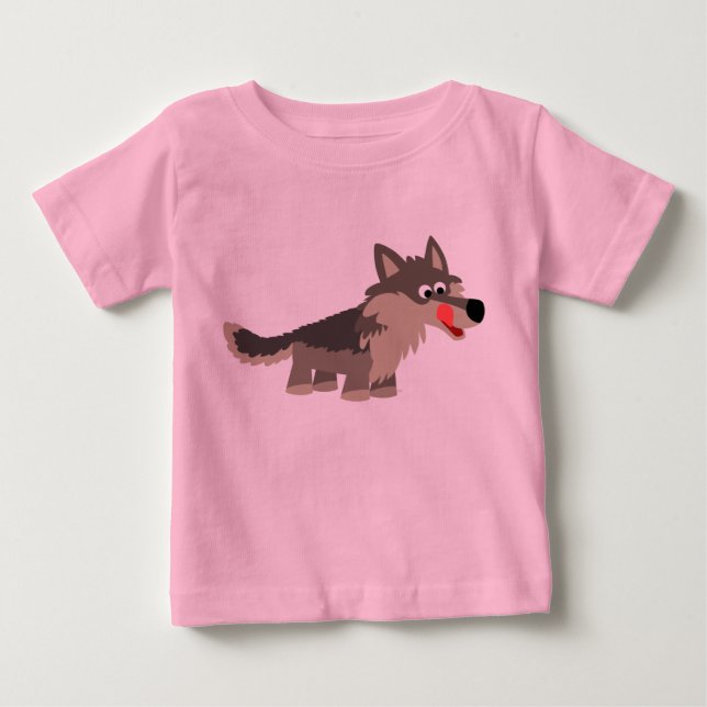 Cute Cartoon Hungry Wolf  Baby  T-Shirt (Front)