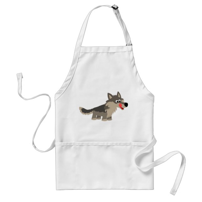 Cute Cartoon Hungry Wolf  Cooking Apron (Front)