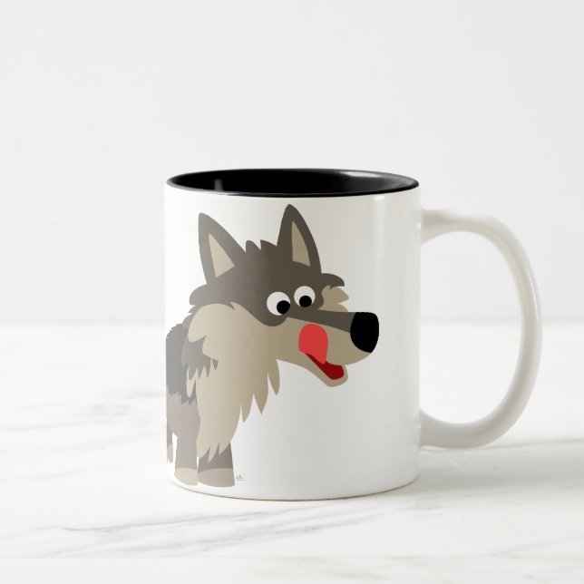 Cute Cartoon Hungry Wolf  Mug (Right)