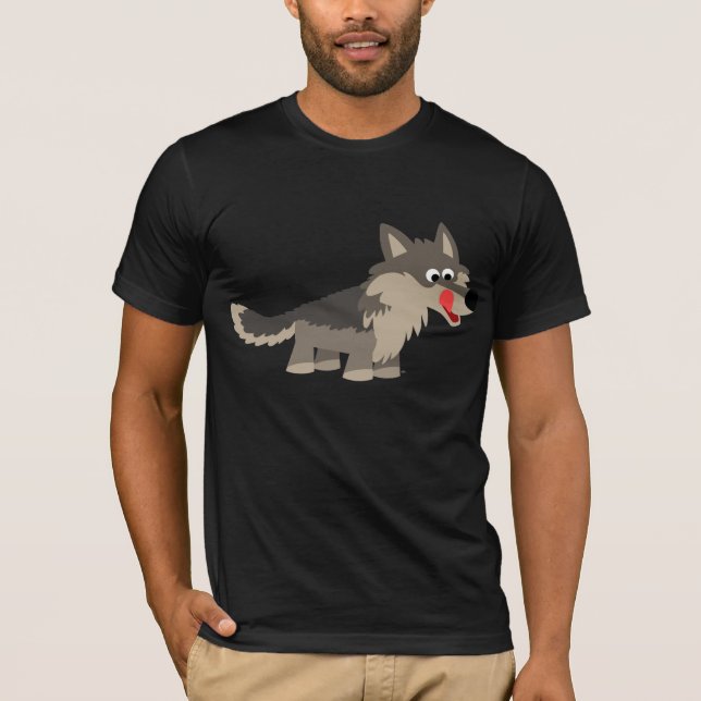 Cute Cartoon Hungry Wolf  T-Shirt (Front)