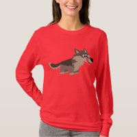Cute Cartoon Hungry Wolf WomenT-Shirt