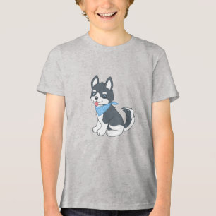 Cute Cartoon Husky Puppy Dog Tri-Blend Shirt