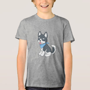 Cute Cartoon Husky Puppy Dog Tri-Blend Shirt