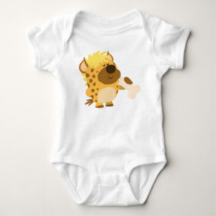 Cute Cartoon  Hyena Crushing a Bone Baby T-Shirt Bodysuit