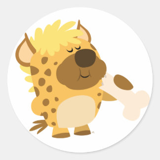 Cute Cartoon Hyena Crushing a Bone Sticker