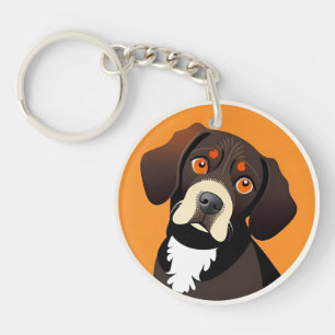 Cute Cartoon Illustration of a Puppy Key Ring