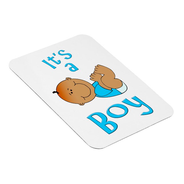 Cute Cartoon It’s a Boy Text in Bright Blue - Magnet (Right Side)
