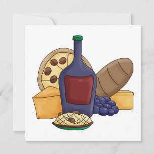 Cute Cartoon Italian Food Pasta Bread Wine Cheese