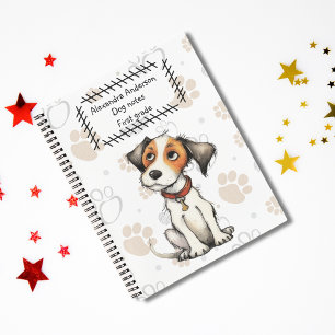 Cute Cartoon Jack Russell Puppy Paw Print Notebook
