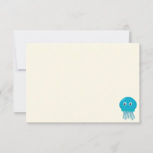 Cute Cartoon Jellyfish Blank Cream Off White Card