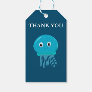 Cute Cartoon Jellyfish In Blue Ocean Gift Tags
