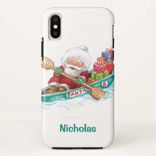 Cute Cartoon Jolly Santa Claus in a Row Boat Case-Mate iPhone Case