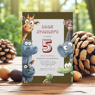 Cute Cartoon Jungle Animals kids birthday Invitation
