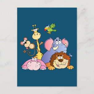 Cute Cartoon Jungle Animals Postcard