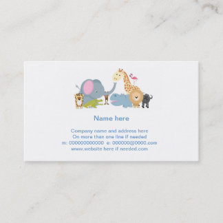 cute cartoon jungle safari animal set business card