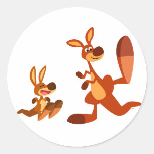 Cute Cartoon Kangaroo Dad and Son Sticker