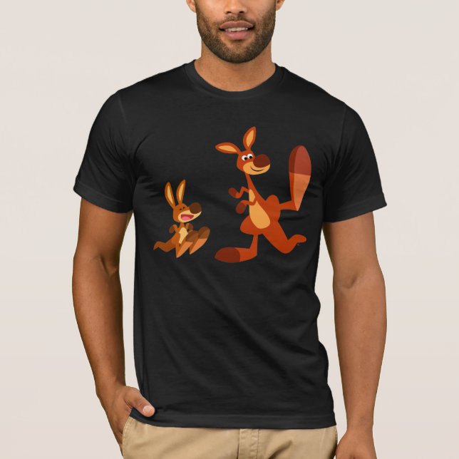 Cute Cartoon Kangaroo Dad and Son T-Shirt (Front)