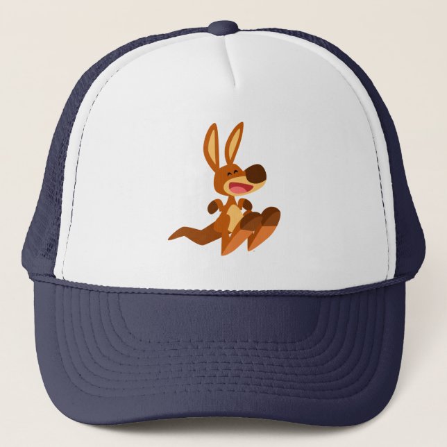 Cute Cartoon Kangaroo Joey Trucker Hat (Front)