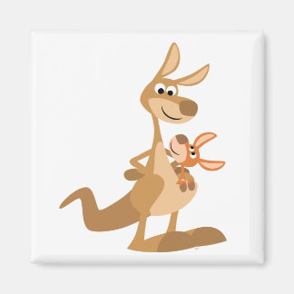 Cute Cartoon Kangaroo Mum and Joey Magnet