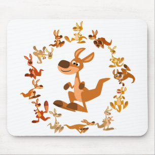 Cute Cartoon Kangaroos Mandala Mousepad