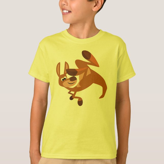 Cute Cartoon Kangaroo's Somersault Kids T-Shirt (Front)