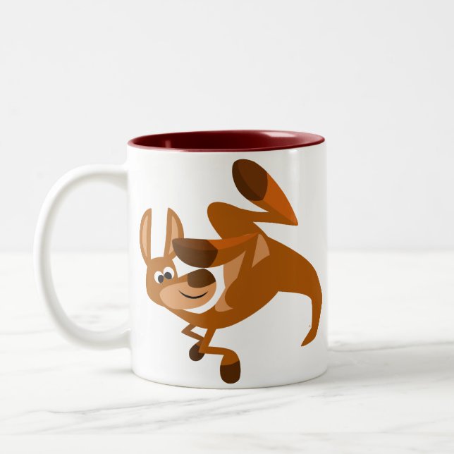 Cute Cartoon Kangaroo's Somersault  Mug (Left)