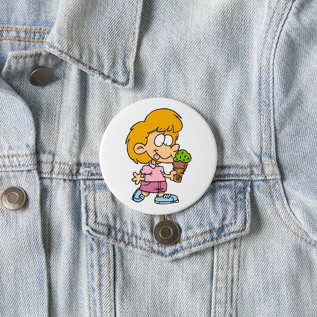 Cute Cartoon Kid Eating Ice Cream Cone 7.5 Cm Round Badge (Creator Uploaded)