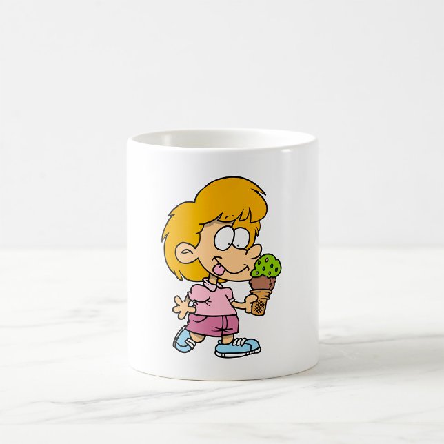 Cute Cartoon Kid Eating Ice Cream Cone Coffee Mug (Creator Uploaded)