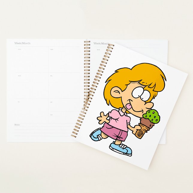 Cute Cartoon Kid Eating Ice Cream Cone Planner (Creator Uploaded)