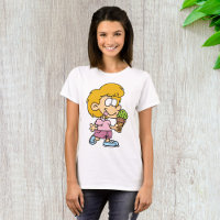 Cute Cartoon Kid Eating Ice Cream Cone