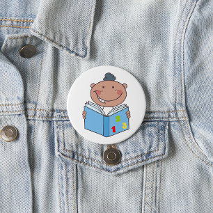 Cute Cartoon Kid Reading a Numbers Book 7.5 Cm Round Badge