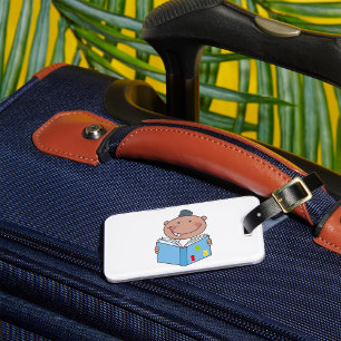 Cute Cartoon Kid Reading a Numbers Book Luggage Tag
