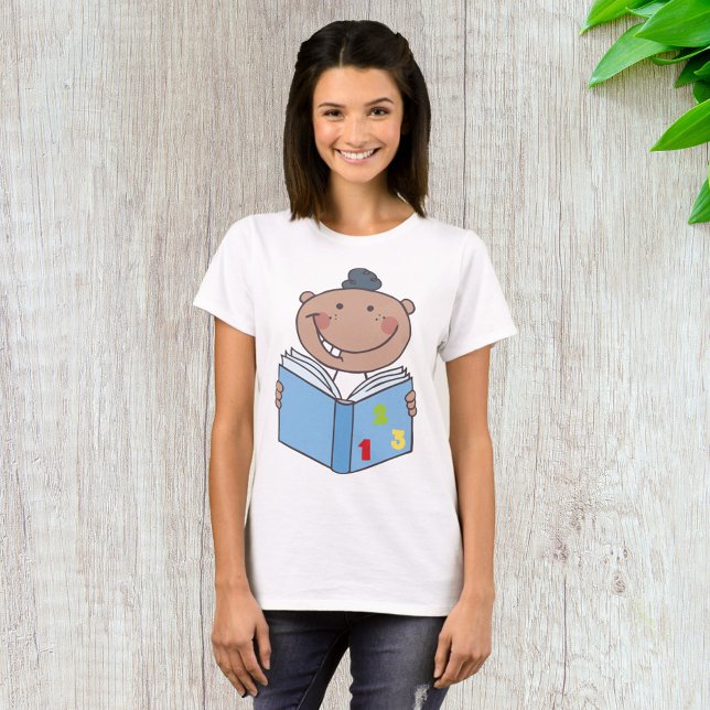 Cute Cartoon Kid Reading a Numbers Book T-Shirt (Creator Uploaded)