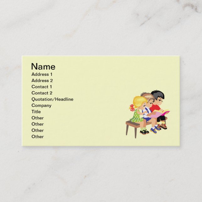 Cute Cartoon Kids Preschool schooling education Business Card (Front)