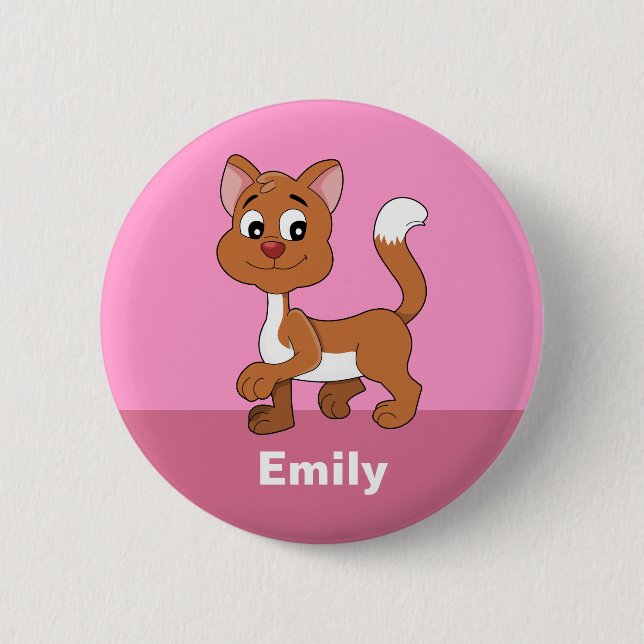 Cute cartoon kitten Button (Front)