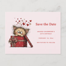 Cute Cartoon Kitten in a Box with Hearts