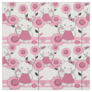 Cute cartoon kitten kids fabric