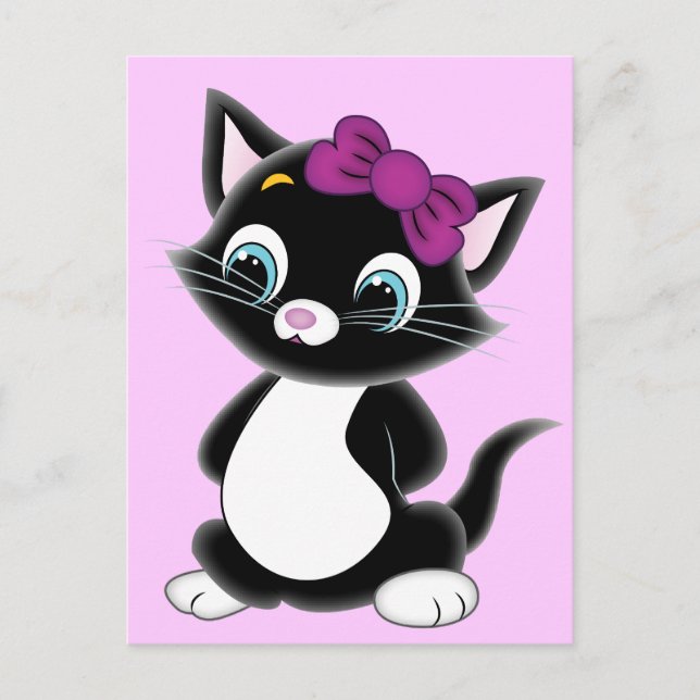 Cute Cartoon Kitten Postcard (Front)