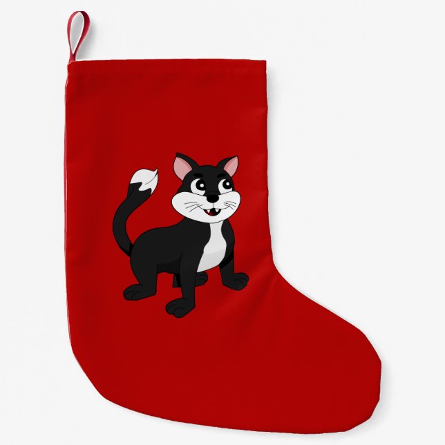 Cute cartoon kitten small christmas stocking (Front)