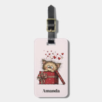 Cute Cartoon Kitten with Hearts